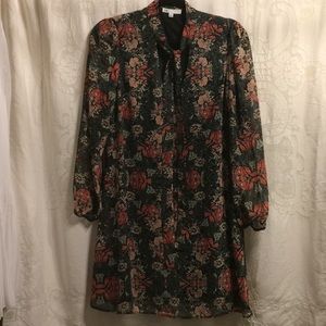 Daniel Rainn DR2 Floral Dress Sheer Lined Deep V